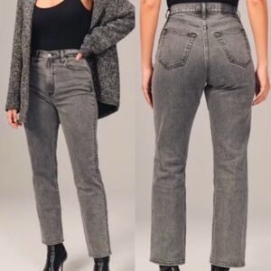 Abercrombie The Ankle Straight Ultra High Rise Washed‎ Grey 34 18R